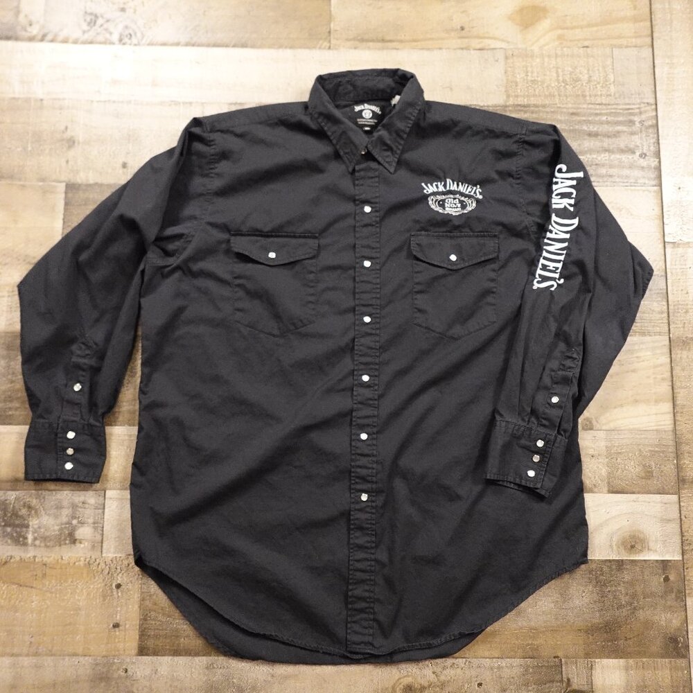 Jack Daniel’s Old No. 7 Pearl Snap Long Sleeve Shirt Men’s‎ XXL Black